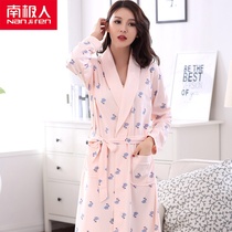 Spring and autumn middle-aged and elderly people knitted cotton long sleeve gown women long size mother cotton bathrobe bathrobe