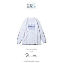 SURGE SUPIMA COTTON STRIPED PRINT CROP NECK LONG SLEEVE LOOSE FIT