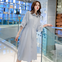 Pregnant Women summer hot mother tide thin fashion fashion foreign style professional work temperament knee long dress summer pregnant woman dress