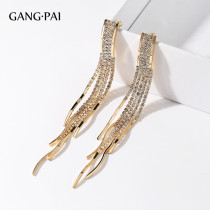 Silver needle temperament long tassel suitable for round face earrings 2021 New Tide face thin ear clip without ear hole female