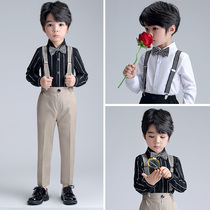Little Flower Child Dress Attend wedding officiation performance Boy Strap Long Sleeve Student Suit Piano Costume 2021