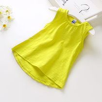 Childrens solid color vest summer female treasure new sleeveless T-shirt girls T-shirt thin solid color top T-shirt wild tide