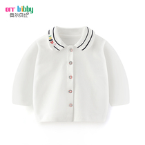 Children Spring and Autumn base shirt female baby spring cotton lapel clothes baby girl doll collar T-shirt white coat