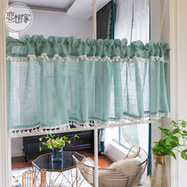 Special price half curtain curtain short curtain Korean style American country small curtain half curtain curtain cabinet curtain Nordic kitchen partition curtain