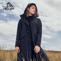 Burhi and outdoor soft shell clothes men and women 2021 autumn and winter new medium long-style cardiovert warm and breathable grabbing jacket