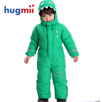 hugmii Childrens ski suit one-piece mens and womens outdoor mountaineering clothing thickened warm ski three-dimensional shape wear-resistant