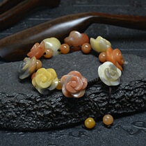 3# Natural Xinjiang Gobi Jade Bracelet rose bracelet surface color jade color stone