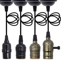 Edison black lamp head antique chandelier E27 screw bar restaurant retro lamp head KTV with line hanging line