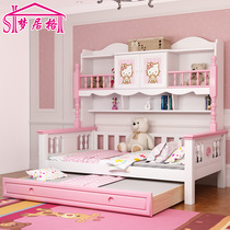 Ktcat childrens wardrobe bed one girl pink princess bed single bed Princess room solid wood furniture combination set