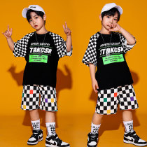 Children's hip-hop street dance performance clothing Boys are handsome and relaxed summer short-sleeved hiphop children's street dance costume