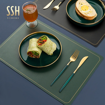Table mat waterproof and oil-proof insulation mat household anti-scalding dinner plate mat Nordic light luxury ins Wind leather West placard
