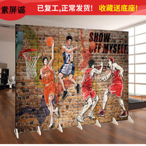 NBA Basketball Sports Screen Fitness Institution Association Background Wall Partition Mobile Folding YY Anchor Fabric Art