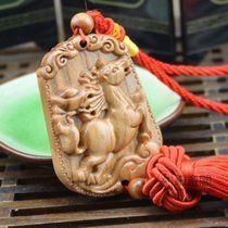Zen Pavilion woodcarving peach wood twelve Zodiac pendants car hanging in and out safe hanging ornaments