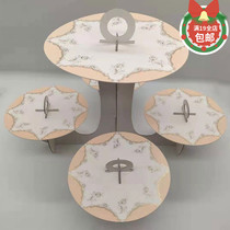 Disposable cake rack paper marble grain bronzed gold three-layer Birthday Party Sweet table swing piece tray