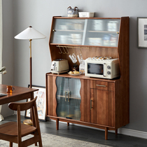 Solid wood side cabinet wine cabinet modern simple cupboard high cabinet locker tea cabinet side cabinet living room storage cabinet against wall