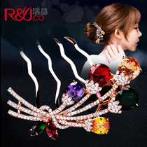 Hairclip back of the head hair comb Korean rhinestone jewelry bride ball head plate hair insert comb hair card headwear adult hair card