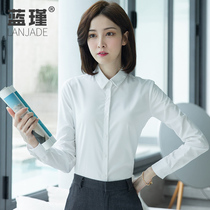 White shirt dress womens professional shirt autumn doll collar long sleeve workwear Korean back waist bottom with solid color