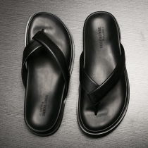 Outdoor trend and comfortable word drag mens summer leather slippers mens leather sandals casual cowhide flip-flops men