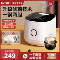 Raccoon reduced sugar rice cooker home intelligent small de-sugar rice soup separation 2 people 3L multi-purpose rice cooker