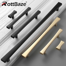 Nordic cabinet door handle Modern simple copper handle Black Wardrobe handle Drawer cabinet long handle American square