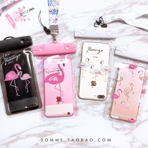 Flamingo cartoon mobile phone waterproof bag through neck X touch screen 6s floating diving cover