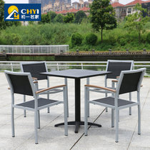 Outdoor table and chair Courtyard balcony table and chair combination Open-air outdoor simple umbrella set Wrought iron modern coffee square table