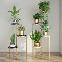 Modern minimalist multi-layer balcony floor-to-ceiling folding flower stand Nordic light luxury marble indoor living room green dill flower shelf