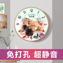 Beauty spa wellness clubhouse hanging bell mute hanging wall decoration creative clock clock personality Traditional Chinese medicine physiotherapy customized