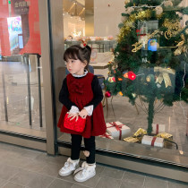 Children Womens dress Thickened Wine Red rocking Velvet Girls Baby Vest Dresses Dress Stylish Princess Dresses AA