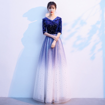 National Day chorus performance dress womens long dress slim self-cultivation student competition red song host conductor evening dress