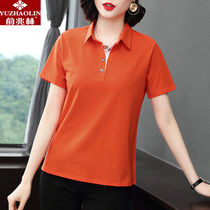 Pure cotton Paul polo shirt short sleeve T-shirt lady with collar blouse 2020 summer big code Compassionate Fat Mm collar