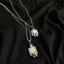 Mu street hip-hop robot necklace mens Korean version of the trendy mens personality simple titanium steel pendant student jewelry