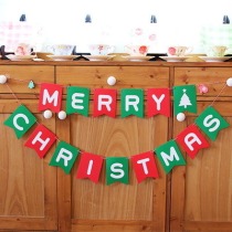 Korean version of Christmas party decoration letter small colorful flag pull flower DIY paper dovetail hanging flag triangle string