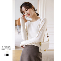 Knitted base shirt Women 2021 new round neck with long sleeve top loose black white thin sweater