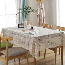 Nordic ins simple hollow crochet tablecloth tablecloth coffee table Small cover cloth shop dining table Restaurant 4 people six people hotel