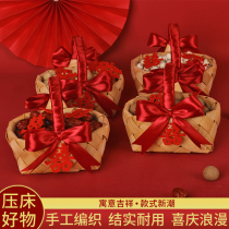 Early birth Guizi basket Wedding Room Decoration Bed Press Bed Wedding Happy Candy Dried Fruits Weave Small Lifting Basket Molds Hem