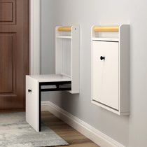 Modern simple folding shoe changing stool door hanging wall invisible shoe chair with armrest shoe stool