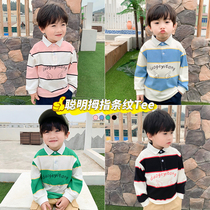 Boy Clothing Boy Long Sleeve T-shirt Spring New Korean Version Casual Striped Long Sleeve T-shirt Child POLO Shirt Manufacturer Direct