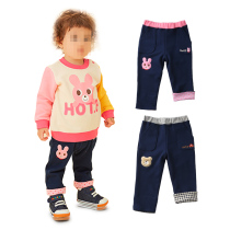 MK mens and womens childrens spring and Autumn trousers Baby cotton terry pants pull hems casual pants Japanese 80-120 yards