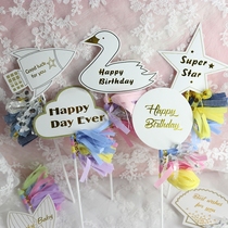 Hot Gold Flow Su Swan Mermaid Spaceship Stars Beard Cloud Doodle Birthday Cake Plug-in Party Decorations