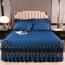 European pure cotton thick non-slip bed cover three-piece cotton bed skirt single piece cotton lace 1 8 2m bed cover sheet