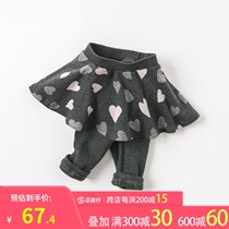 David Bella childrens clothes childrens culottes Autumn New Baby plus velvet leggings girls pants