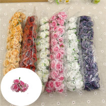 Gradient Color Small Rose Flowers 3CM Flower Rings Material Delight box accessories Christmas DIY emulated wedding dress Decorative Fake Flowers