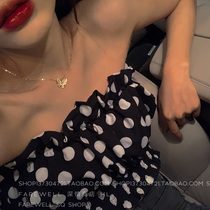 Knock beauty ~ ifashion cats eye butterfly necklace light luxury small net red choker female pendant ins cold wind