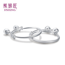 Silver bear bear silversmith baby 999 sterling silver zodiac rat Bell male and female baby childrens foot silver bracelet full moon year gift