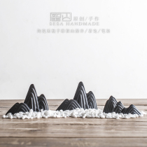 Holy mountain ceramic rockery ornaments retro coarse pottery creative small tea pet mapens pen stand bonsai decoration tea set accessories