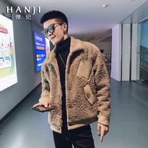 In the winter of 2022 the new men's lamb fluffy cotton suit jacket red tide cotton coat mentally guy with thick cotton jacket