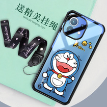 Cartoon Xiaomi 11 mobile phone shell cute all-bag glass transparent 11 protective sheath personality creative female section Xiaomi 11 Fashion Japanese Fashion Cat-Chains Chains