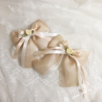 Pearl rabbitOriginal lolita hand-made bow brooch side clip anp flower burial night op small object