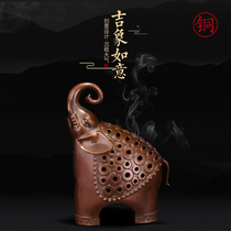 Pure copper baby elephant incense burner decoration household air purification sandalwood tower incense creative look at the stove Tea ceremony for Buddha aromatherapy stove